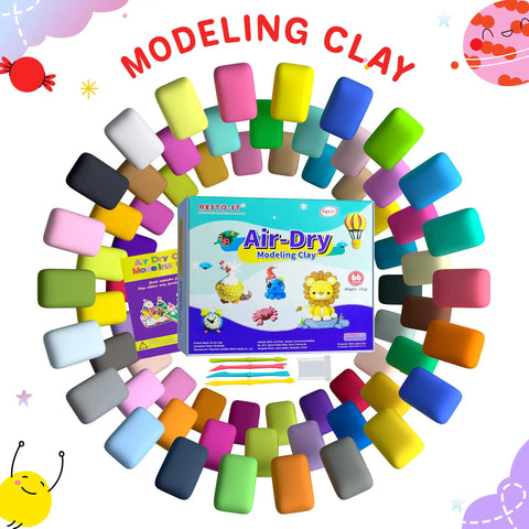 66 Color Modeling Clay Kit For Kids With Tools, Non Sticky Air Dry Clay, packaging and 66 colorful clay pieces
