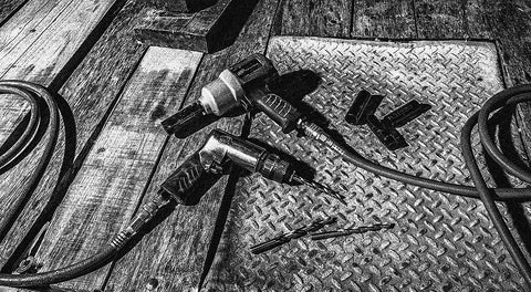 Three Eighths Inch Keyless Chuck Air Drill With Pistol Grip Variable Speed Trigger 1700 RPM 0.5 HP Forward Reverse Diffused Exhaust For Clean Work And Pro Level Power