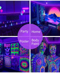 Black Light Strip Kit With 79 Feet Of Flexible LED Lights Powered By 12V 1440 LEDs For Lit Glow At Halloween And Christmas Parties