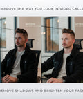 Comparison of video call quality before and after using HighBeam Pro Video Conference Lighting Kit For Zoom And Streaming