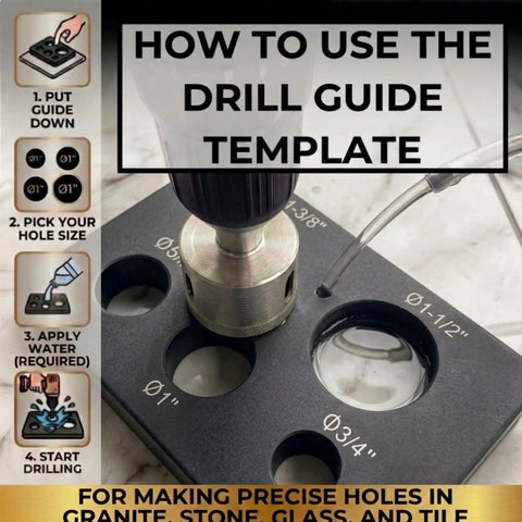 Diamond Hole Saw Set For Tile Glass Porcelain Granite 5 Piece Kit With 3/4 To 1 1/2 Inch Holes Foam Guide demonstration