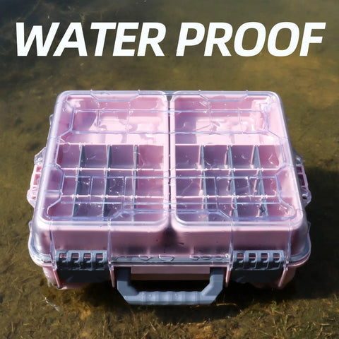 Universal Fishing Tackle Box With Two Small Tackle Trays And Removable Inside Compartments Waterproof floating in water