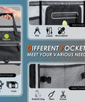 95L Car Trunk Organizer With 26L Ice Pack showing different pockets for cables, woundplast, keys, files, and cash, mesh pocket visible.