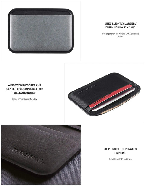 DAKA Everyday Tactical Slim Minimalist Card Holder Wallet ultra pocket friendly EDC gear features larger size and windowed ID pocket.