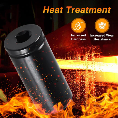 17mm 1/2 Inch Drive Harmonic Balancer Socket Built Tough Heavy Duty Deep Well 6 Point Impact Socket with heat treatment visuals