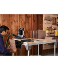 Game Changer Benchtop Fixturing Station For Precise Repeatable Workholding With An Easily Adjustable Shelf For Small Or Irregular Pieces And Intuitive Indexing Pins For Quick Alignment And Reliable Registration On Every Cut, wood piece clamped on benchtop