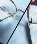 All In One Eyeglass Repair Kit You Can Grab And Go With 18 Screw Sizes, 1.4mm Precision Screwdrivers, Tweezers, Nose Pads And Cleaning Cloth For All Eyewear Types, Compact Handy Glasses Repair Kit used to fix glasses screws and nose pads on a blue cloth.