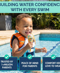 Child in pool wearing Kids Swim Vest With Integrated Foam Panel For Toddlers And Kids CE Certified Flotation Aid Secure Double Zip