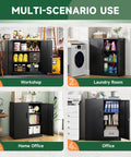 Heavy Duty Metal Storage Cabinet With Locking Doors 2 Door Steel Locker With Adjustable Shelves Rustproof Powder Coated