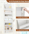 Closet Game Changer Six Shelf Over The Door Fabric Organizer Thickened Non Woven Hanging Storage With Tough Hooks, showcasing 6 shelves and 13 pockets.