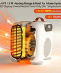 Cutaway view of Portable Indoor Space Heater With Remote And LED Display, 1500W Fast Safe Heat showing heating elements and fan.