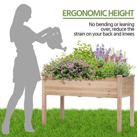 Two Piece Raised Garden Bed Set With Legged Planter Boxes, 48x24x30in Elevated Wooden Horticulture Beds For Backyard, Patio Or Balcony
