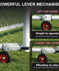 Powerful lever mechanism for Smooth Rolling No Sweat Soccer Goal Dolly With High Lift Puncture Proof Tires For Easy Field Moves.