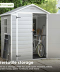6x4 Ft Resin Outdoor Storage Shed With Floor Lockable Door Weatherproof Plastic Shed for patio furniture and garden tools