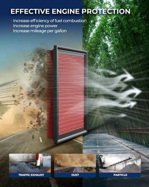 CA6900 Engine Air Filter Replacement For Infiniti And Nissan models with red filter material showcasing effective engine protection.