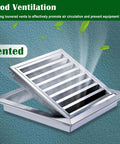 Heavy Duty Removable Access Panel With Detachable Hatch And Louvered Gable Vent For House Wall Or Workshop Stainless Steel 26x35 Inch, vented design.