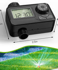 Programmable Sprinkler Timer With Rain Delay For Garden Hose, Waterproof Digital Water Timer dimensions and lawn in use