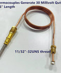 Pilot burner with thermocouple assembly, copper tubing and brass fittings; 11/32-32UNS thread, 36-inch length