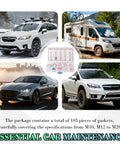 105Piece Car Oil Drain Plug Gasket Set With M10 To M20 Crush Washers alongside cars and RVs in diverse environments.