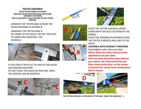 Assembly instructions for Beefy Durable Aluminum And Steel Dog Teeter Board With Rubber Skin Adjustable 21 To 27 Inches.