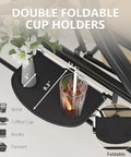 Double foldable cup holders on Three Seat Outdoor Porch Swing With Adjustable Canopy And Stand Heavy Duty Patio Swing