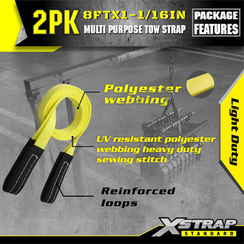 Two Pack 1 Inch By 8 Foot Beefy Lift Slings With Wear Guard Ends Flat Eye Web Straps Heavy Duty Lifting Slings 2 Reinforced Loops