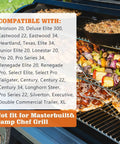 Open BBQ grill showing meats, vegetables, and pizzas with text listing compatible grill models for Replacement Waterproof Meat Probes Set Of 2 3.5mm Plug