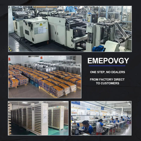 Factory interior with machinery, stacked products, and assembly line workers, showcasing production processes.