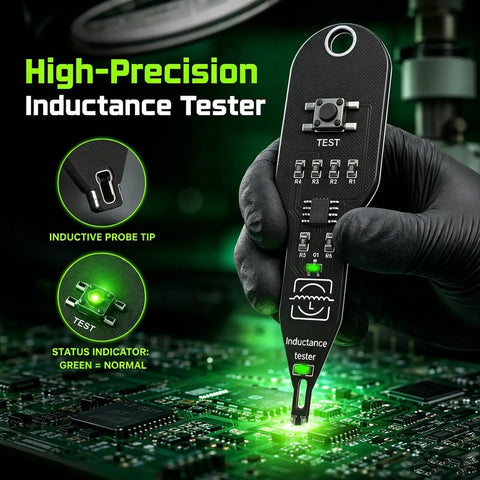 Two Pack Electronic Circuit Board Tester Inductance Detector For Quick Fault Detection With LED Indicators Precise Coil Testing Fault Isolation And Easy Troubleshooting For Techs And Hobbyists, handheld black PCB tool