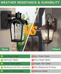 Comparison between Two Pack Porch Lights With GFCI Outlet and a rusted exterior fixture, showcasing weather resistance and durability