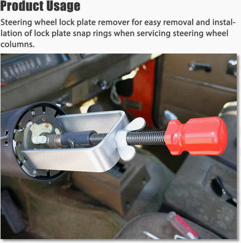 Steering Wheel Lock Plate Removal Tool for Depressing and Removing Lock Plate Snap Rings Pro Grade Auto Repair Gear in use