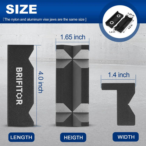 Aluminum 4 Inch Vise Jaws Pads And Nylon Soft Vise Jaws For Bench Vise Magnetic Jaw Covers Non Scratch Protection 4 Inch Fit 2 Pairs For DIYers And Car Buffs size chart