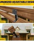 Roof Riser Brackets Kit For Pergola And Patio Cover Adjustable Angle 4x4 And 4x6 Lumber Posts Heavy Duty Black Steel, installation.