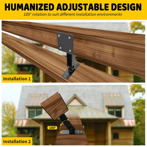 Roof Riser Brackets Kit For Pergola And Patio Cover Adjustable Angle 4x4 And 4x6 Lumber Posts Heavy Duty Black Steel, installation.