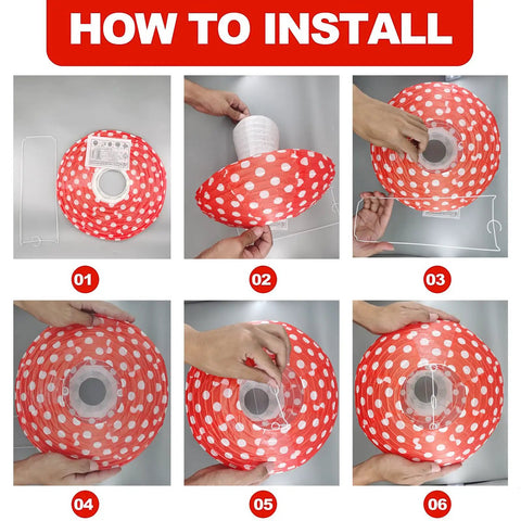 Installation guide for Totally Adorable Mushroom Shaped Paper Lanterns Set For Indoor And Outdoor Parties, Forest Jungle Wonderland Theme