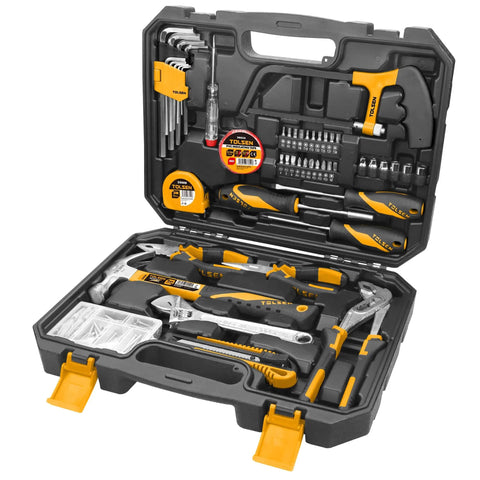 119 Piece Home Tool Set With Plastic Storage Toolbox For All Purpose Household Repairs And DIY Projects Includes Pliers, Hammer, Screwdrivers