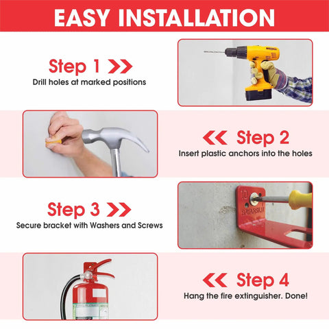 Heavy Duty Fire Extinguisher Wall Mount Bracket With Wide Fork Fits Five To Ten Pound Cylinders No Sweat Setup Rock Solid Holder Must Have Emergency Safety Gear For Every Home And Shop