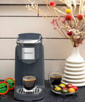One Touch Single Cup Coffee Brewer With Quick Brew, 12 Oz Grey Coffee Maker on countertop with K-Cups, adjustable size view