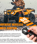 Person using handheld remote to control 4500 Lb Electric Winch With Wireless Remote, IP67 Waterproof, Synthetic Rope for ATV