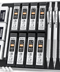 0.7mm Metal Mechanical Pencil Set With Case Three Pack MP1000 Pro Grade Drafting Kit With 8 Tubes HB Leads 3 Erasers 9 Refills
