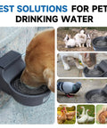 Golden retriever drinking from No Brainer Automatic Dog Water Dispenser With Heavy Duty Anti Tip Bracket, 68 Oz Outdoor Pet Water Bowl.