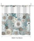 No Hook Shower Curtain With See Through Mesh Light Blue Boho Flower Floral Fabric Bath Curtain Single Layer Easy Install 71 By 74 Inches Breathable See Through Mesh Lets Light In And Keeps Water Contained