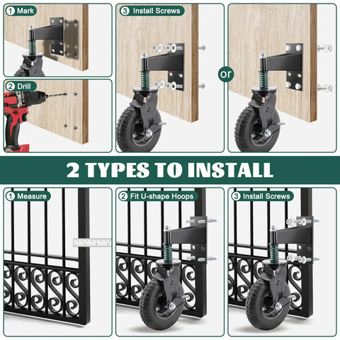 Installation guide for 8 Inch Gate Wheel With Brake Heavy Duty Caster For Metal And Wood Fences 600Lb Capacity 360 Degree