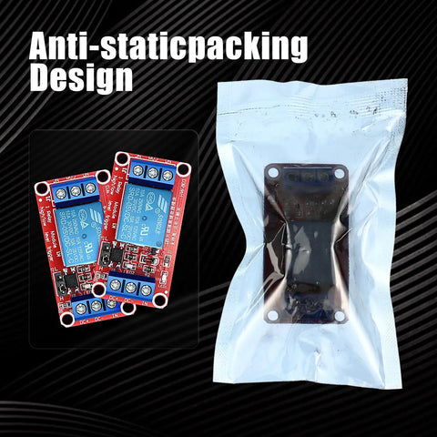 24 Pieces 5V Relay Module One Channel With Optocoupler And Opto Isolation in anti-static packaging with two modules shown