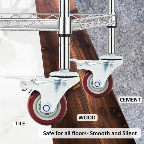 Heavy Duty Swivel Caster Wheels With Dual Locking Brake For Furniture And Workbenches, rolling over mixed flooring