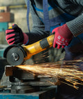 Worker using grinder wearing Cut Resistant Nitrile Coated Safety Gloves With Firm Grip ANSI Cut A4 KG22N for construction
