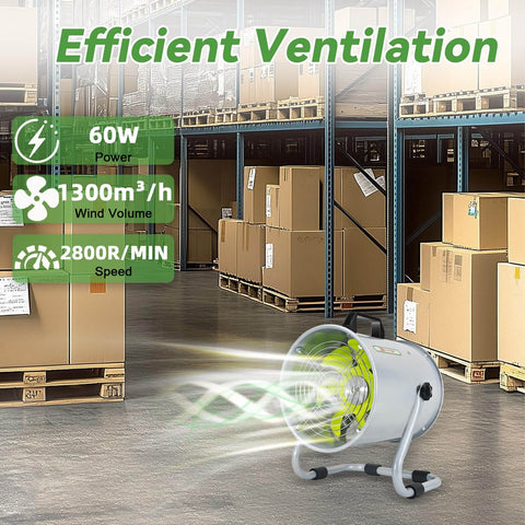 8 Inch Utility Blower Exhaust Fan Built Tough With 16.4 Ft Duct Hose 2800 RPM High Speed Low Noise Ventilation Fan in warehouse setting