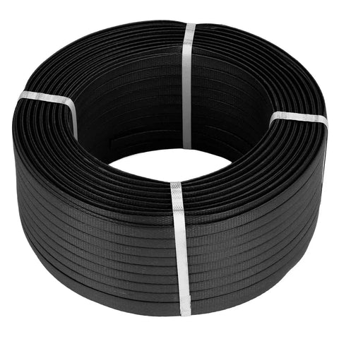 Heavy Duty Pp Manual Packing Belt Roll Killer Tensile Strength Strapping Tape For Hand Baler Tools 12.5mm Width 300m Length, black polypropylene roll.