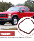 Heavy Duty Differential Cover Gasket For Ford F150 1997 2024 9 75 Inch Rear Axle, metal core rubber gasket shown with truck.
