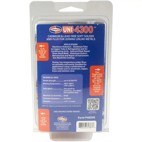 Back packaging of Pro Grade Soft Solder Kit For Aluminum To Aluminum And Aluminum To Copper Or Brass With Flux And Metal Tip Flux Applicator